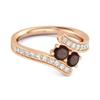 Garnet Twin Stone pave Bypass Ring - 925 Sterling Silver Rose Gold Vermeil