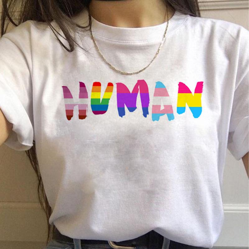 Lgbt Rainbow Harajuku T Shirt Wounisex Gay Pride Ullzang 90s Tshirt Lesbian Graphic Funny Print Tshirt New Fashion Top Tees Female