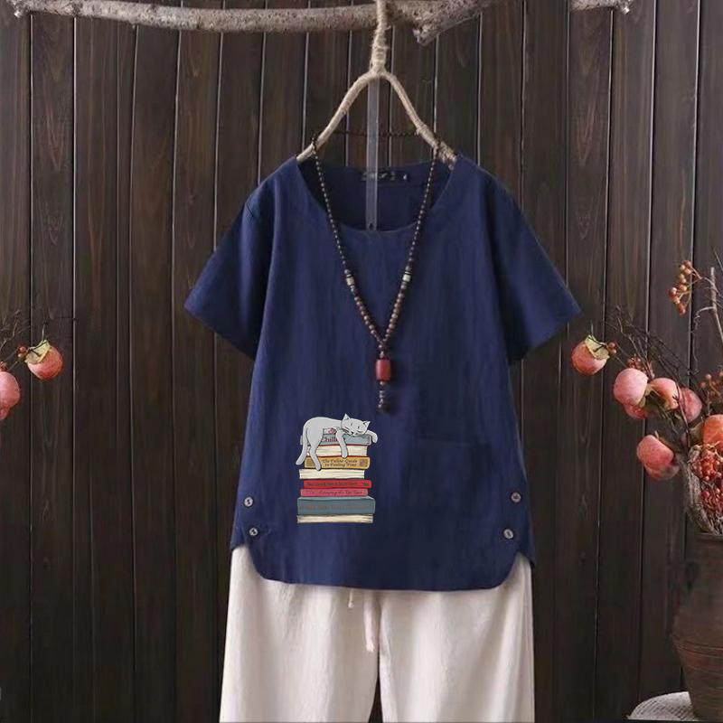 

Андалузский твист фламенко: Льняная блузка с V-образным вырезом, оборками и отделкой кисточками XL темно-синий