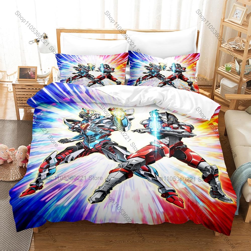 Anime SSSS Gridman Bedding Set, Duvet Cover & 2 Pillowcases, Robot Character Pattern Breathable Fabric All Season Use