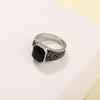 Huajie Retro Viking Knot Black Black Zircon Square Stone Men's Rings Charming Punk Unique Ring  Trendy