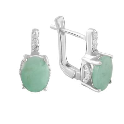 Silberohrringe mit natürlichem Smaragd 4.015ct, Zirkonia (2090731)