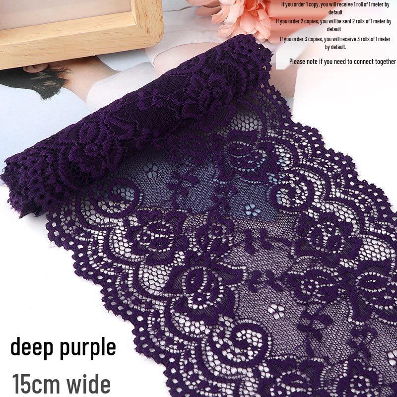 Bordo in pizzo elastico morbido largo 15 cm per decorazione di abbigliamento e gonne fai da te in bianco o nero