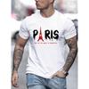 Men's Summer Eiffel Tower Printed 100% Cotton Large Loose Round Neck Short Sleeve T-shirt Top  fashion casual