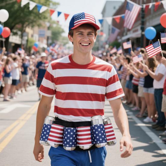 Yousheng 4th of July Patriotic Beverage Beer Belt Unisex Sodar Can Holster Beer Drink Bottle Belt Holder for Memorial Day Independence Day Holiday