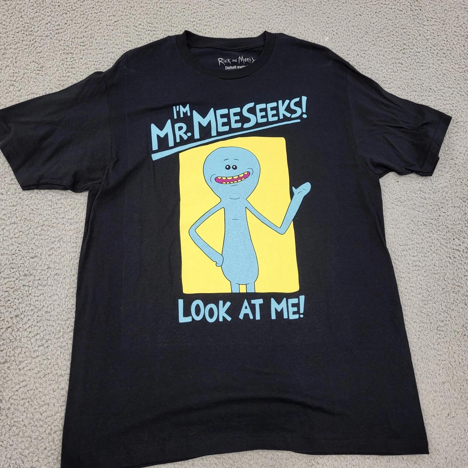 Rick and Morty Adult Swim Shirt Mens Large Black Mr. Meeseeks Graphic L