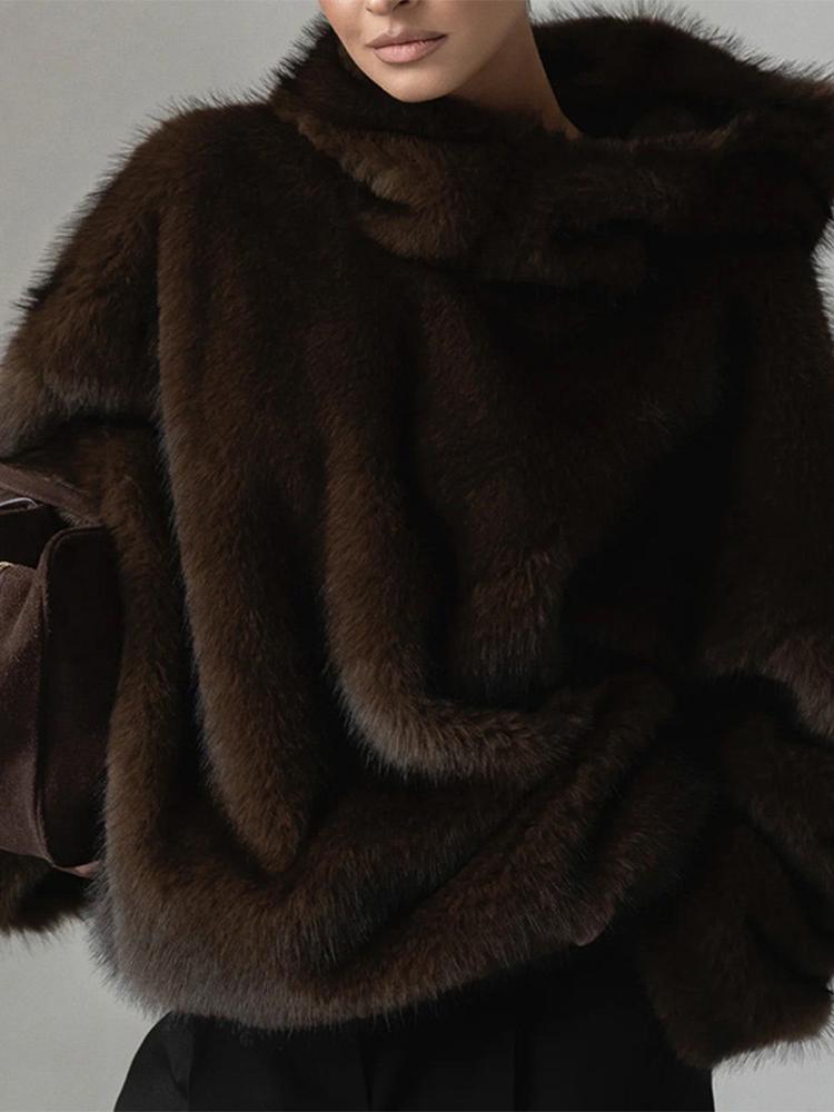 Women's Fur Hoodie Women's Hooded Pullover Women's Loose Hoodie Women's Brown Hoodie 2026