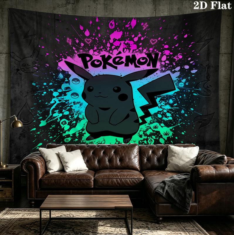 Pokemon Wall Tapestry Aesthetic Wall Hanging Printed Fabric Blanket Decorative Tapestries For Bedroom Living Room Home Decor