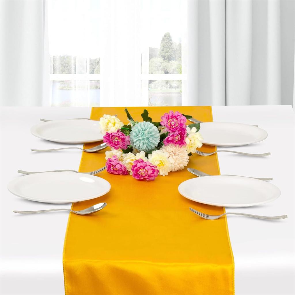 Satins Table Runners Solid Color 12x108Inch Elegant Decoration for Wedding Birthday and Banquets Event