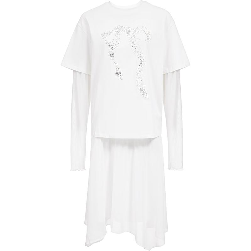 

VEROMODA 2026 Summer Spliced Gauze Sleeve Lace Beaded Dress S