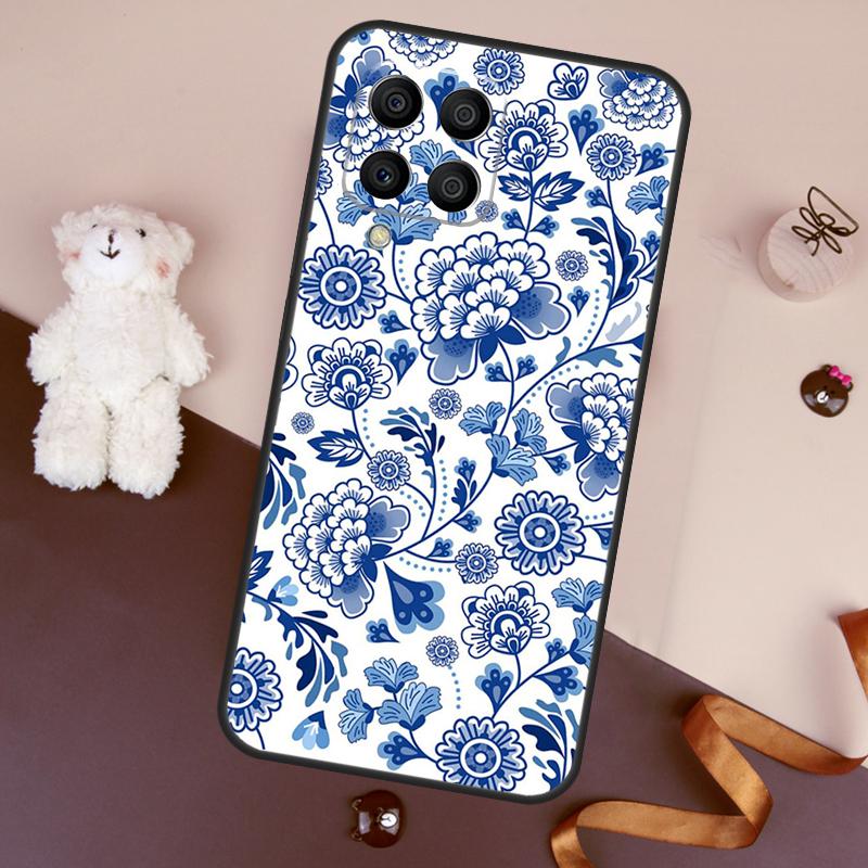 Blue and White Porcelain Case For Samsung Galaxy M11 M31 M21 M53 M13 M32 M52 M15 M35 M55 M14 M34 M54 M06 M16 M36 M56