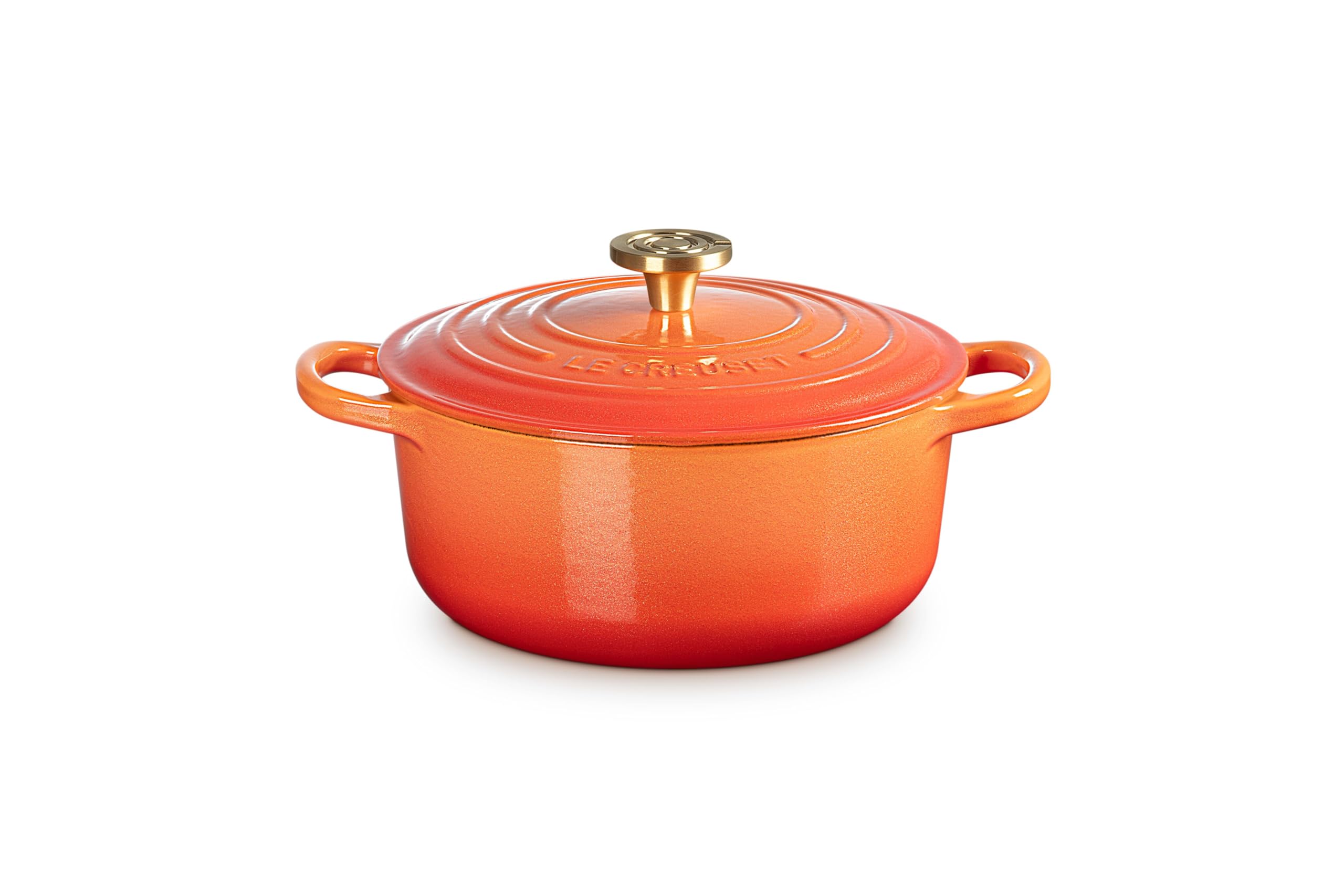 

Ювілейний чавунний емальований горщик Le Creuset Signature Cocotte Ronde 20 см Flammedre Крюсібль Золота ручка Газ Індукція Духовка Сумісний Японський [100-й товар]