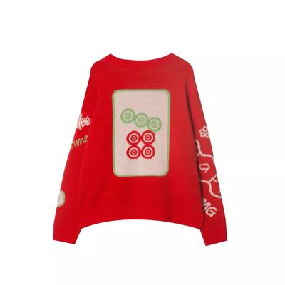 Autumn and Winter Models Thickened Warm Knitted Pullover Sweater Mahjong Pattern Christmas Wind Festive Long-sleeved Tops