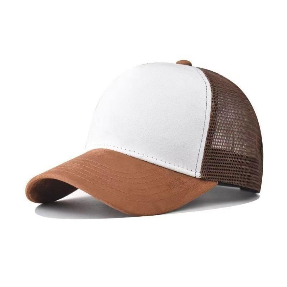

Adjustable Mesh Peaked Cap Suede Women Sunshade Hat Simple Men Baseball Hat Outdoor білий/коричневий