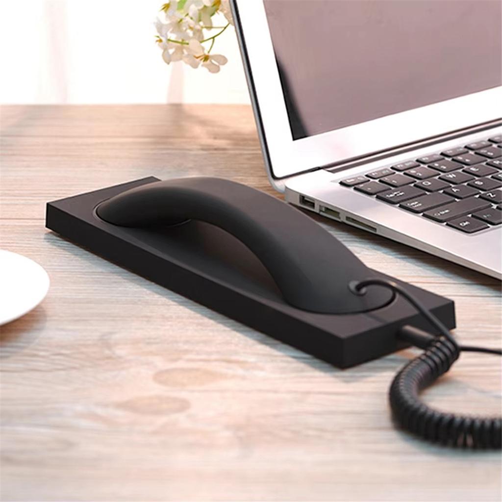 ABIY-Universal Retro Phone Receiver Handset Smartphone Call Headset 3 5mm Landline Landline Telephone Microphone Black