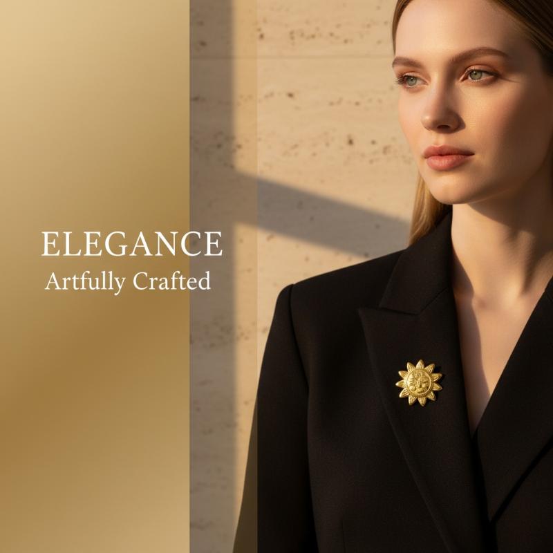 French Style Stainless Steel Gold Color Four-Petal Flower Women'S Brooches For Men'S Shirt Badges Jewelry Accessories Gift