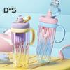 Reusable Drinking Mug Iced Coffee Cup Gradient Color Smoothie Cup 950ml Tumbler with Straw Leakproof BPA-Free Plastic Cup for Students