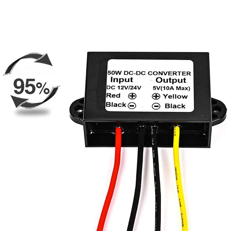 Waterdichte 12V/24V naar 5V 10A Buck Converter met Overbelastingsbeveiliging Kunststof Spanningsregelaar voor Auto LED Scherm
