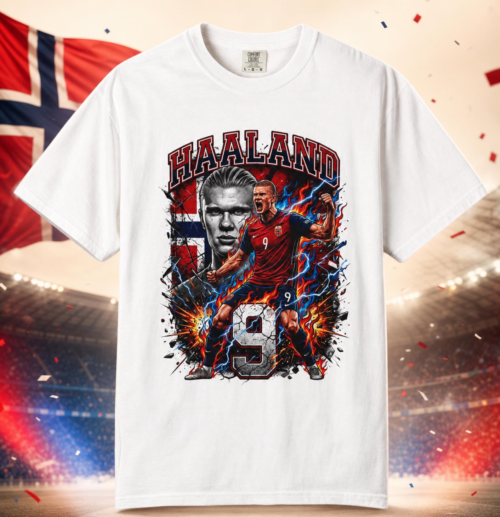 Erling Haaland Soccer Player T-Shirt, Norway Soccer T-Shirt, Vintage Norway Supporter Shirt, Scandinavian Soccer Tee 4XL