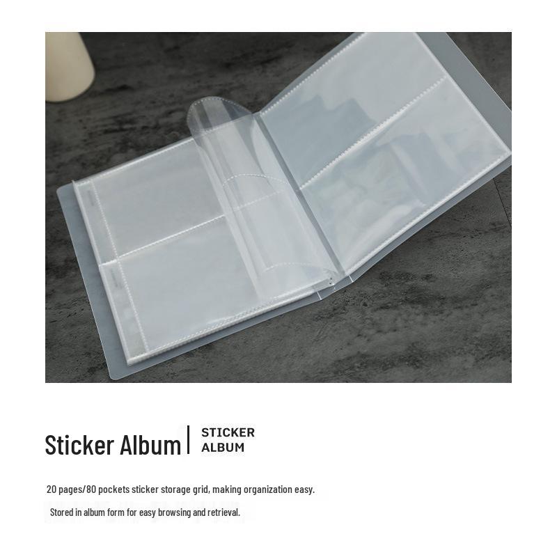 Nail Art Sticker Album with Transparent Pockets and Acrylic Cover
