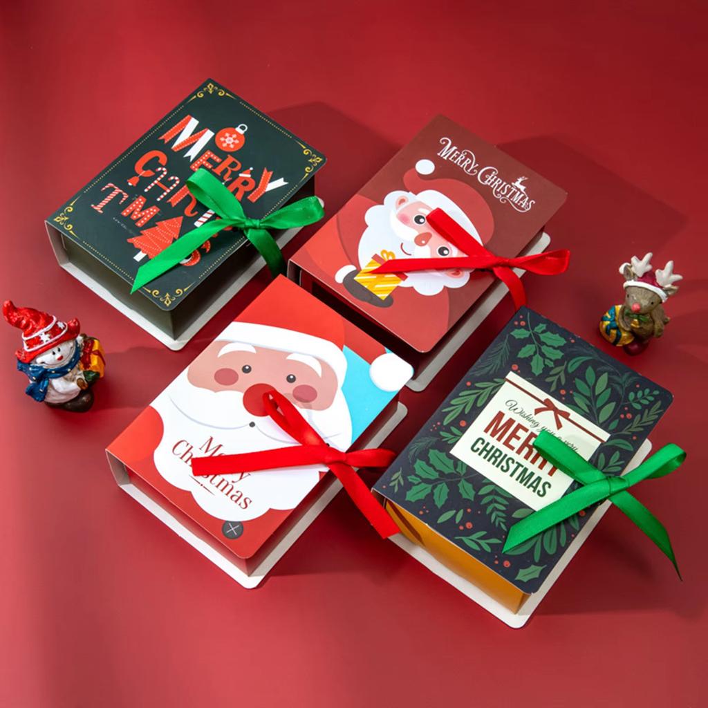 5er-Pack Buchform Frohe Weihnachten Süßigkeitenboxen Weihnachtsmann Geschenkbox Navidad Natal Noel Party Dekoration Lieferungen