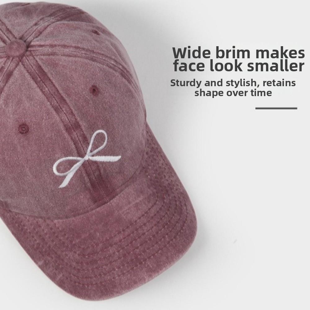 Embroidery Bow Sun Cap Adjustable Sun Hat Unisex Baseball Cap