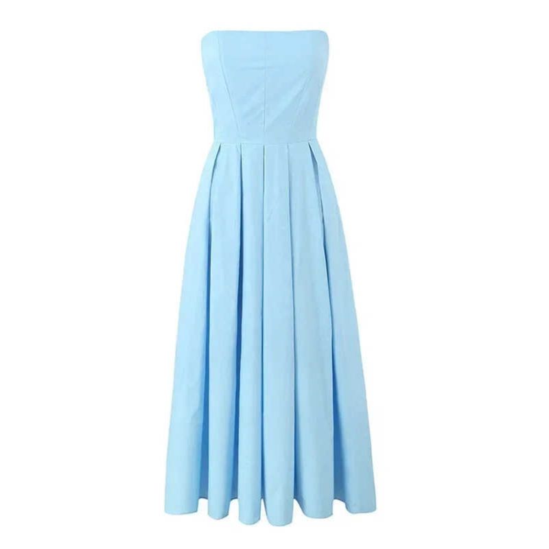 2024 Summer European and American Amazon Cross-Border Foreign Trade New Fashion Sexy off-Shoulder Tube Top Pleat Dress