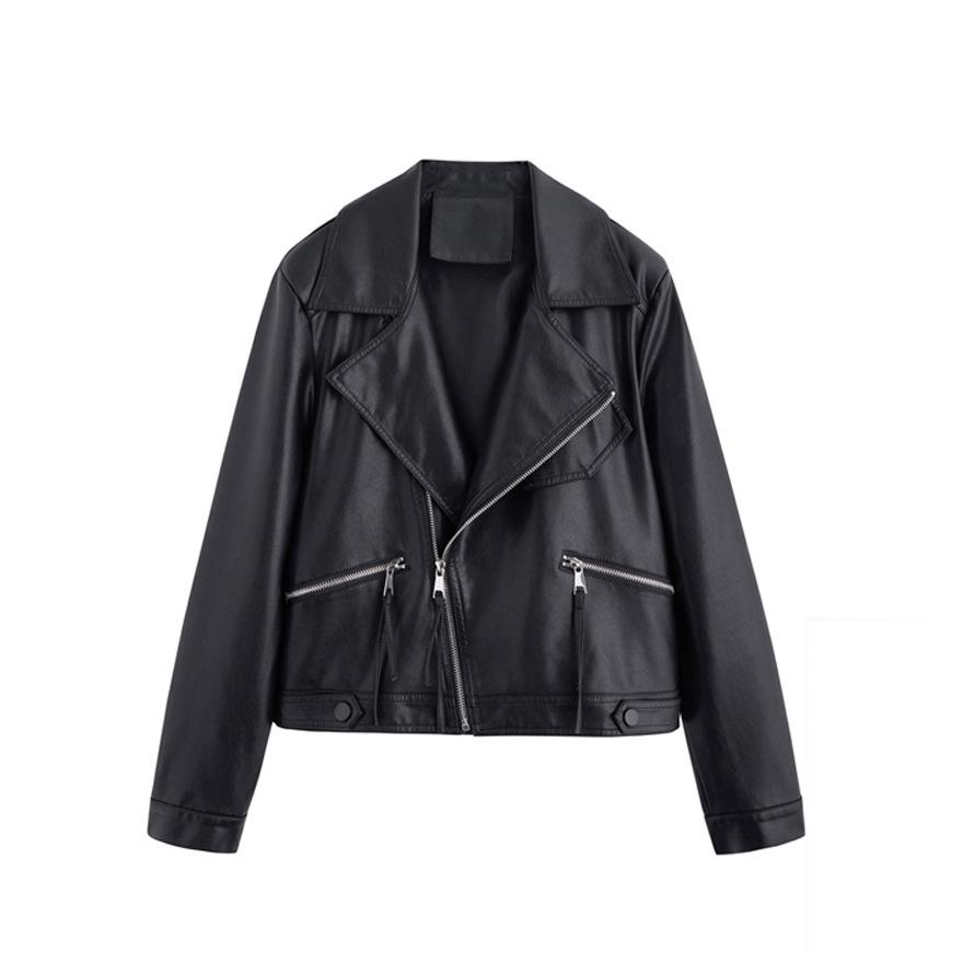 Spring new leather jacket women's short motorcycle clothing casual small leather spring and autumn leather jacket