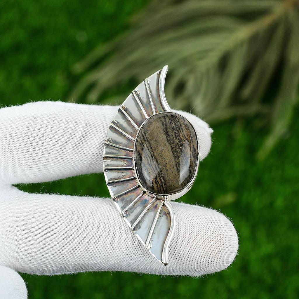 Daughters Day Sale Natural Picasso Jasper Sterling Silver Wedding Sister Pendant