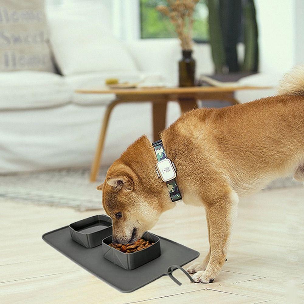 2-in-1 Silicone Folding Dog Bowl Anti Slip Cat Water Feeder Folding Double Bowls  for Dogs/Cats
