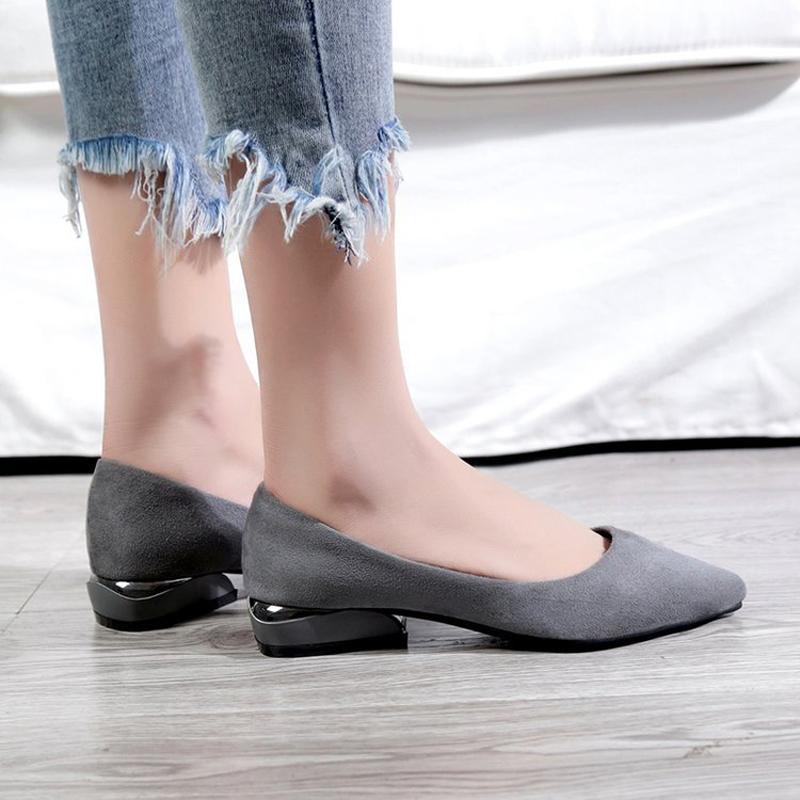 2025 Spring Women Pumps Low Square Heel Pointed Toe Work Shoes Lady Office Pumps Summer Slip On Casual Shoes Woman   WSH3604