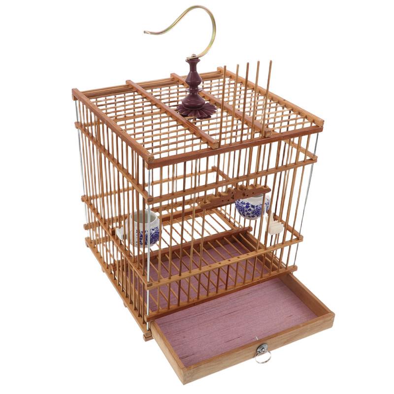 Bamboo Bird Cage Handmade Rectangular Carbonized
