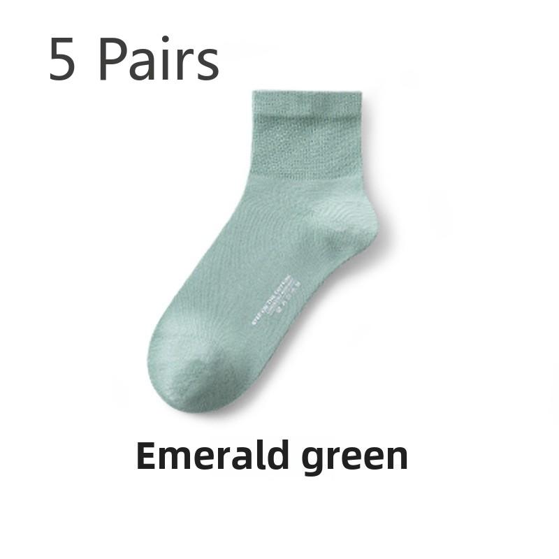 5 Pairs of Women's Summer Thin Cotton Cute Mid Tube Socks