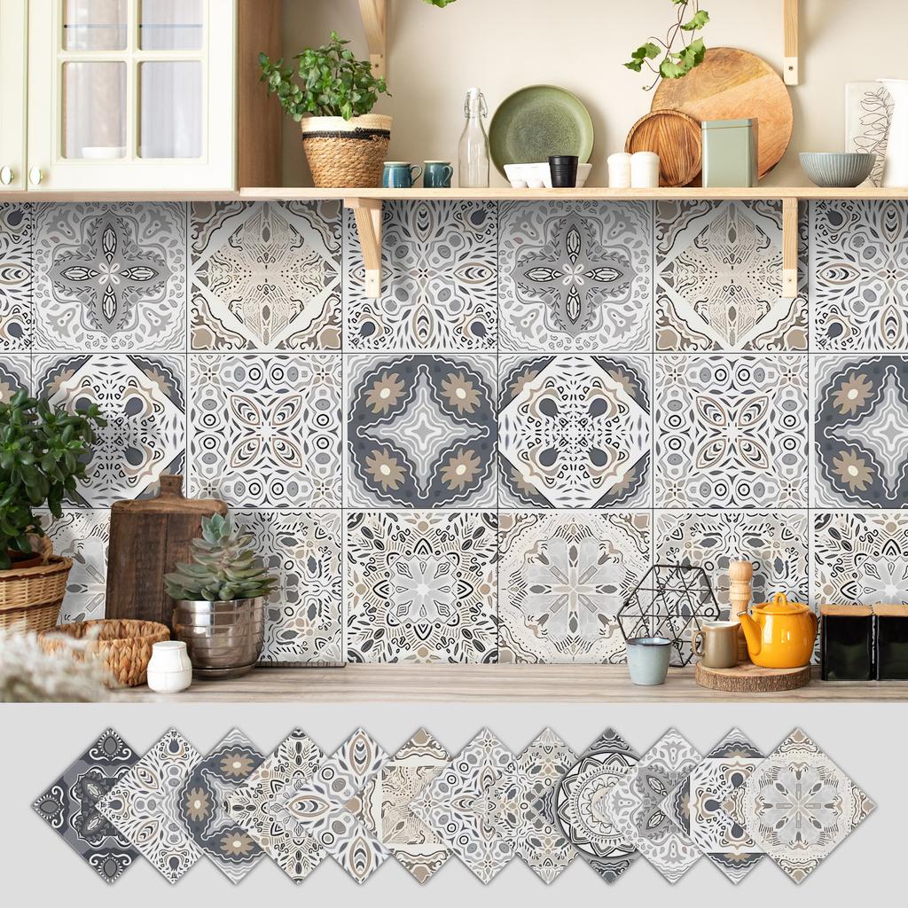 12 Self-adhesive Kitchen Waterproof and Oil-proof Wall Stickers, Bathroom Wall Decoration Renovation, Beautification Strong Wallpaper Stickers