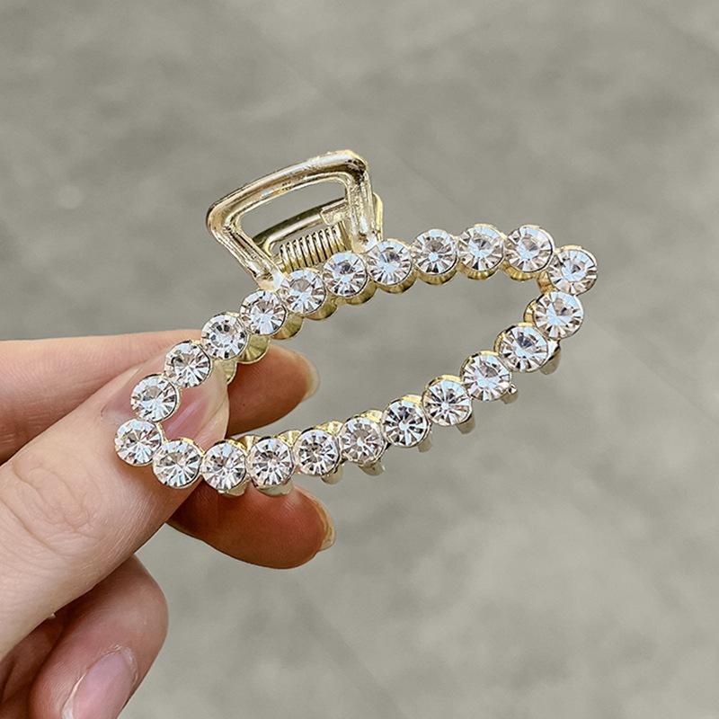 Fashion Bow Pearl Rhinestone Flower Grab Clip Temperament Half Tie Hairpin Disc Hair Shark Clip