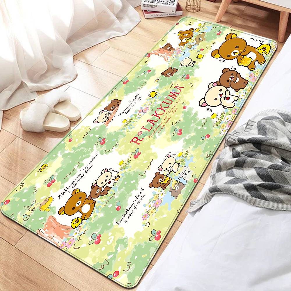 Kawaii Rilakkuma Bear Bathroom Mat Anti-slip Absorb Water Long Strip Cushion Bedroon Mat Welcome Doormat