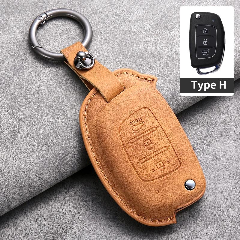 

For Hyundai Grand I10 Ix35 Ix45 I20 I30 Hb20 Elantra Solaris Sonata Santa Fe Sport Tucson Leather Car Flip Key Case Cover