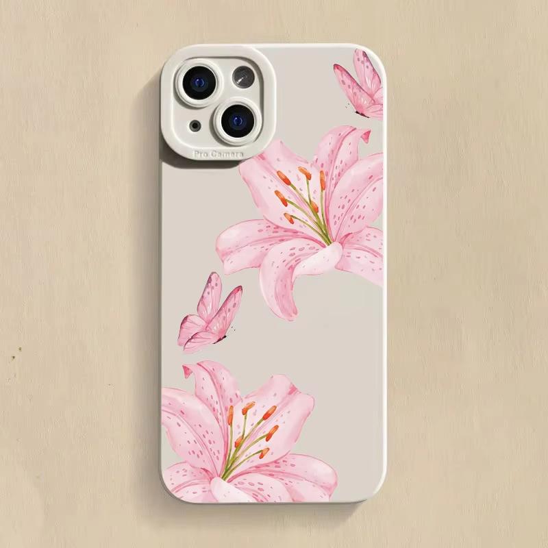 Minimalist Pink Hibiscus Flower Phone Case For Samsung Galaxy S25 S24 S23 S22 Ultra S21 Plus S20 FE A55 A54 A35 A15 Cover