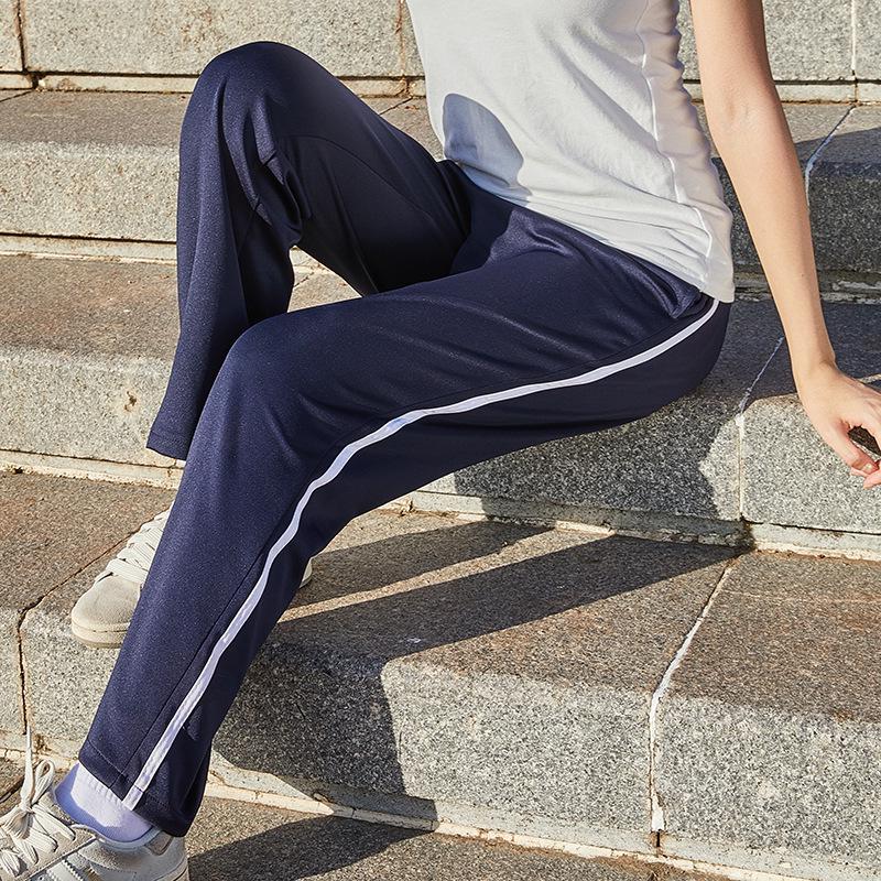 Unisex Dark Blue Summer School Trousers with White Stripe, Loose Straight-Leg for Primary & Secondary Students