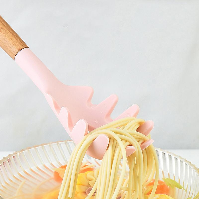 1 buc Lingură din silicon dintr-o singură bucată, Servitor pentru spaghete și paste, Furculiță, Strecurătoare pentru tăiței