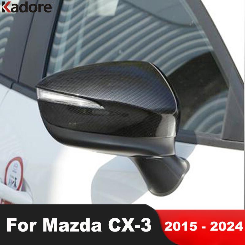For Mazda CX-3 CX3 2015- 2024 Carbon Fiber Rearview Mirror Cover Trim Side Wing Mirrors Cap Car Accessories