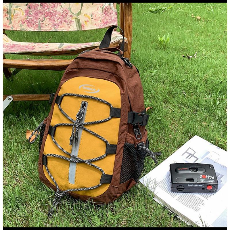 School bag new high-value fresh contrasting color splicing backpack couple lightweight mountaineering travel spring outing backpack