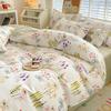 Pastoral Style Plant Cashmere Print Four-piece Bedding Set Dormitory Fresh Bed Sheet Three-piece Set