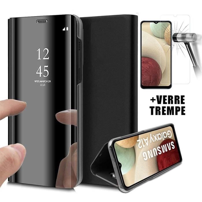 Coque intégrale - PROSHOP - Samsung A12 - Noir - Effet solide premium - Fenêtre translucide