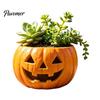 Decorative Pumpkin Container for Porch Patio Halloween Planter, Resin Jack-O-Lantern Flower Pot, Autumn Gift Plant Lovers Pot Succulents Fall Holiday