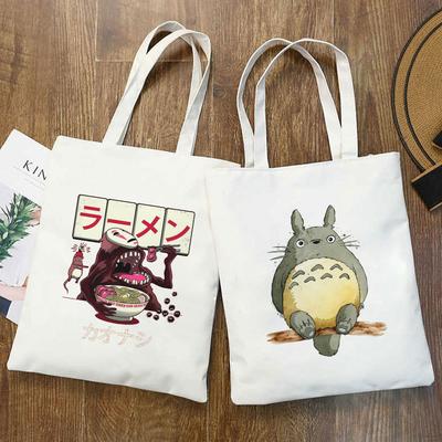 Yaz Hayao Miyazaki Komşum Totoro Anime Omuz Kanvas Çantalar Rahat Büyük kapasiteli Tote Karikatür Harajuku Kawaii Kadın Çantası