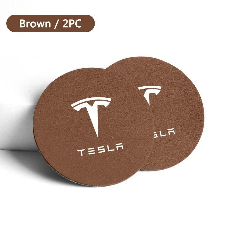 

Car Sticker Tesla 2pcs Non-slip Car Logo Coaster Water Cup Pad For Tesla Model 3 Y S X 2017 2018 2019 2020 2021 2022 2023 Roadst