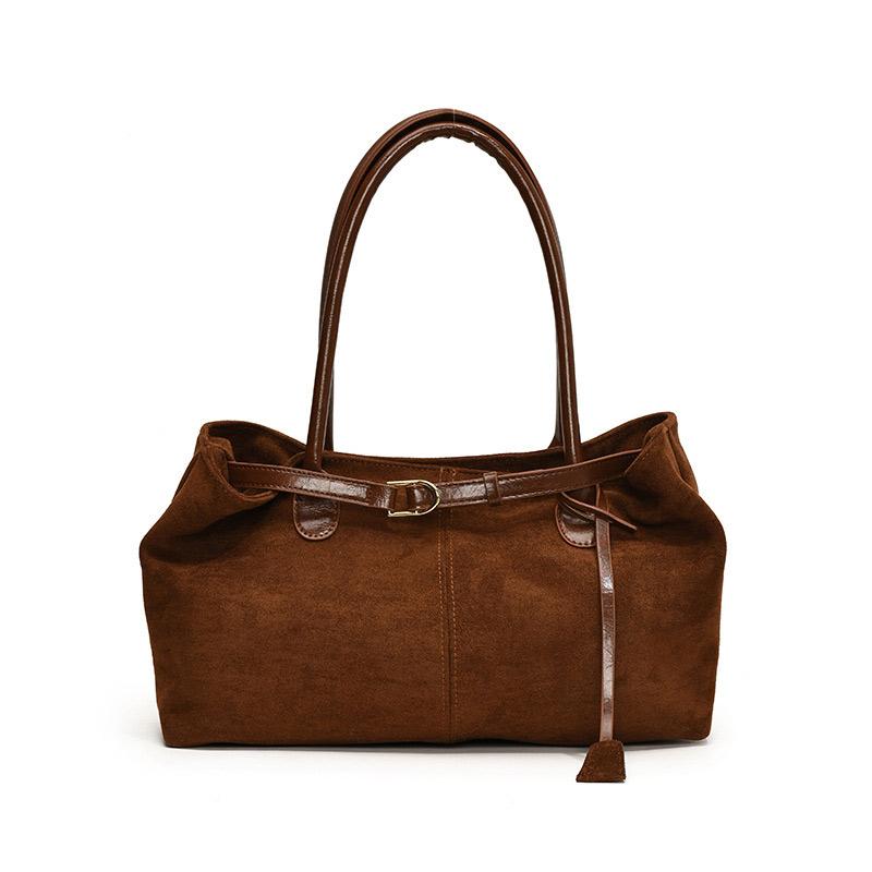 Fashi Retro Suede Tote Bags,French Lazy Large capacity Wear resistant Casual Shoulder Bag, New Simple Travel Commuter Handbags