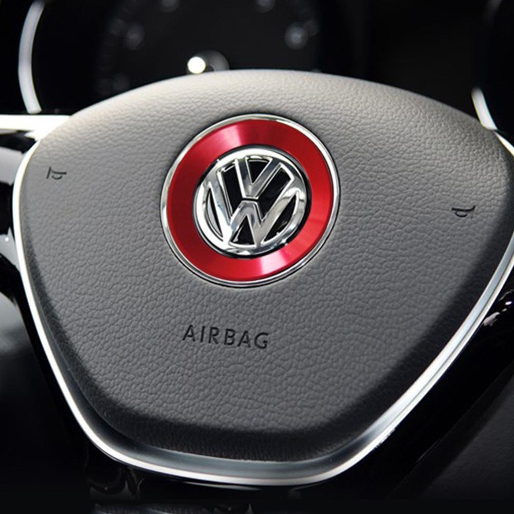 Aluminium Trim Car Steering Wheel Cover Logo Ring For VW Golf 6 7 Polo Tiguan Passat B6 B7 Touran Scirocco Beetle Jetta Caddy CCVA6
