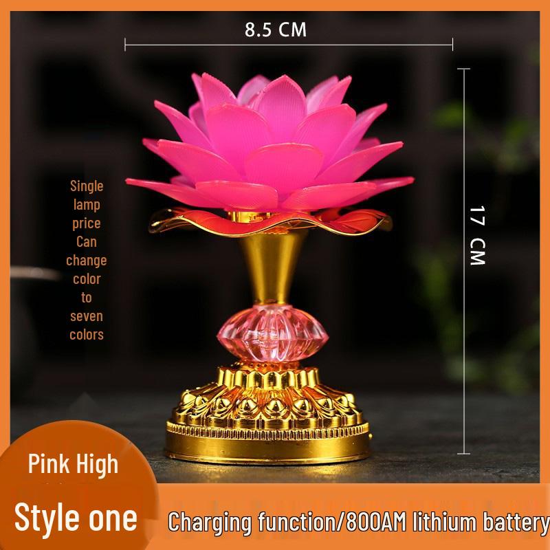 2025 Lotus Bodhisattva Buddha Offering LED Lamp: Colorful, Everlasting Household Decor